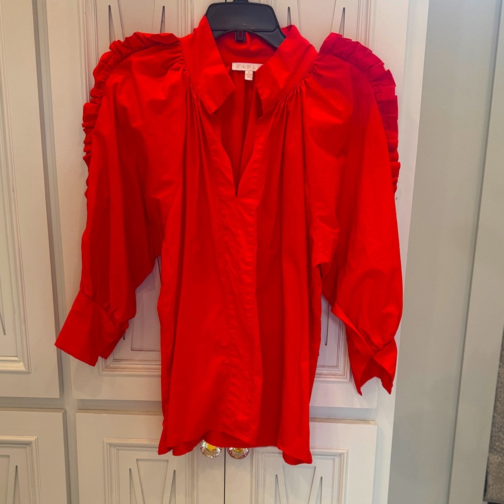 Karlie Red Puff-Sleeve Blouse